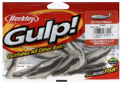 Berkley GMI2-SMLT Plastic Minnow Grub, 2.5", Smelt Color, 18 Count