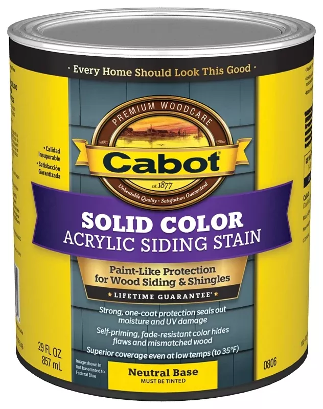 Cabot 140.0000806.005 Solid Stain, Liquid, Natural Flat, 1 qt Can