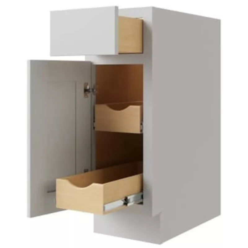 Cnc Cabinetry Luxor 21 Base Cabinet, 2 Pull Out, Left Hinge, Shaker Misty Grey