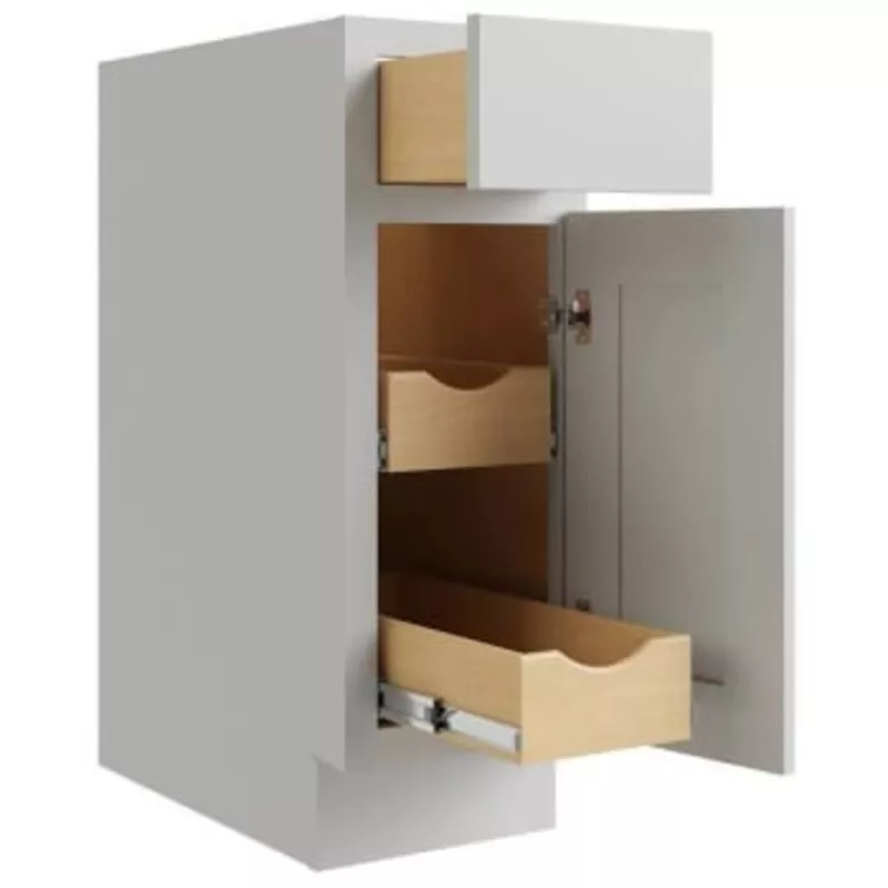 Cnc Cabinetry Luxor 21 Base Cabinet, 2 Pull Out, Right Hinge, Shaker Misty Grey