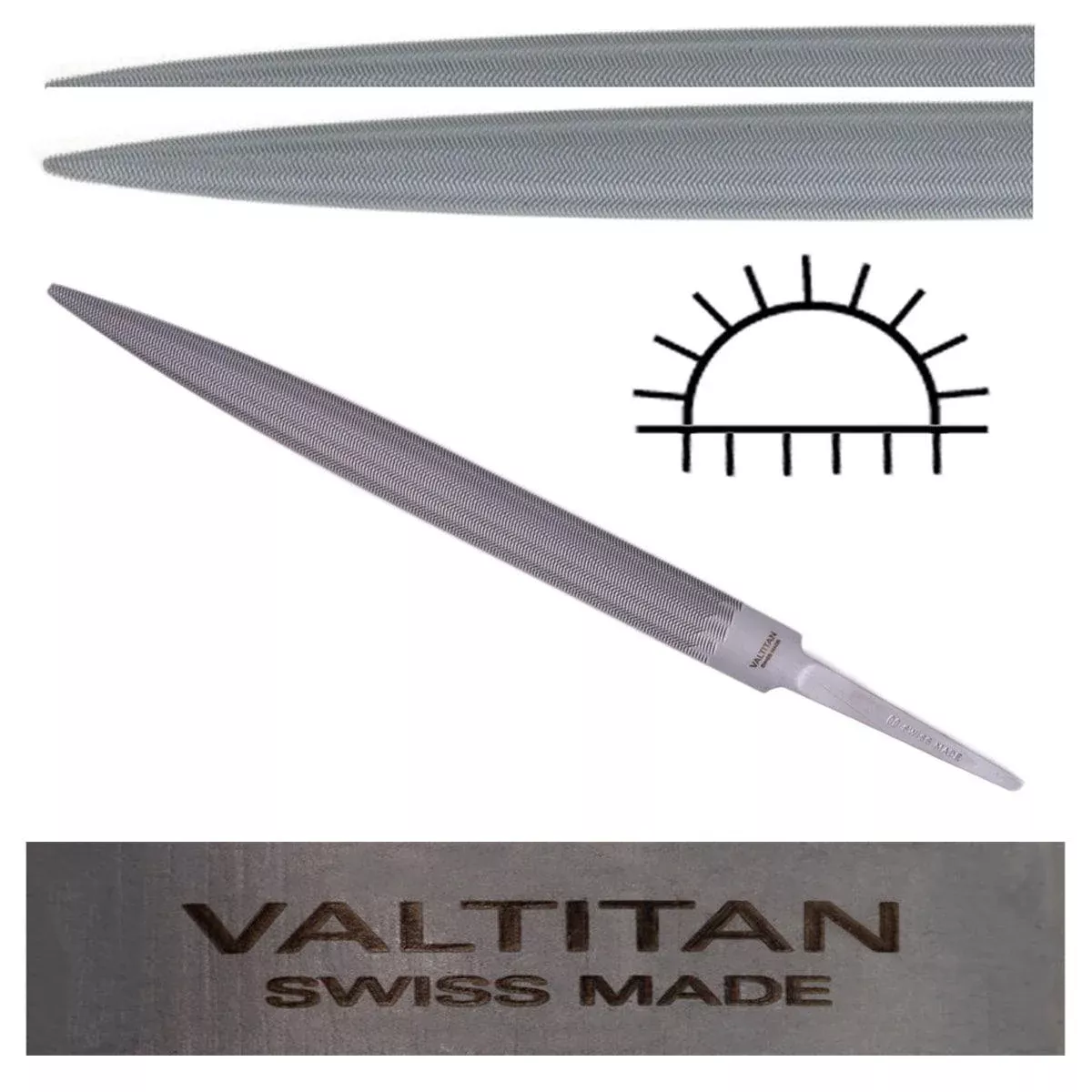 Glardon-Vallorbe Valtitan Half-Round Slim Precision File - LPV1566