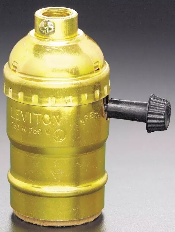 Leviton 7090-PG Lamp Holder, 2-Circuit, 3-Way, 1.38 in Dia x 2.56 in D Dimensions, 250 V, 250 W, Incandescent Lamp