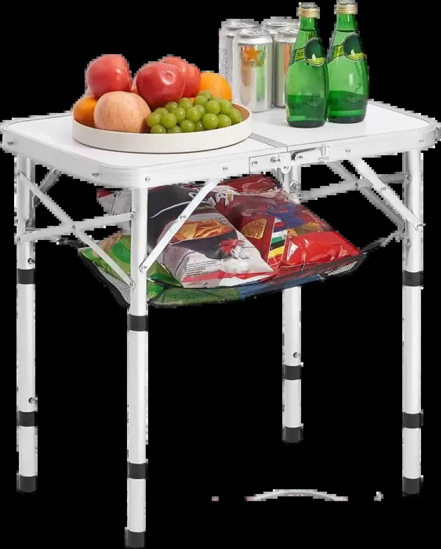 Vevor Camping Table Folding Portable Adjustable Height Aluminum MDF Outdoor Side Table 24x16" Silver New