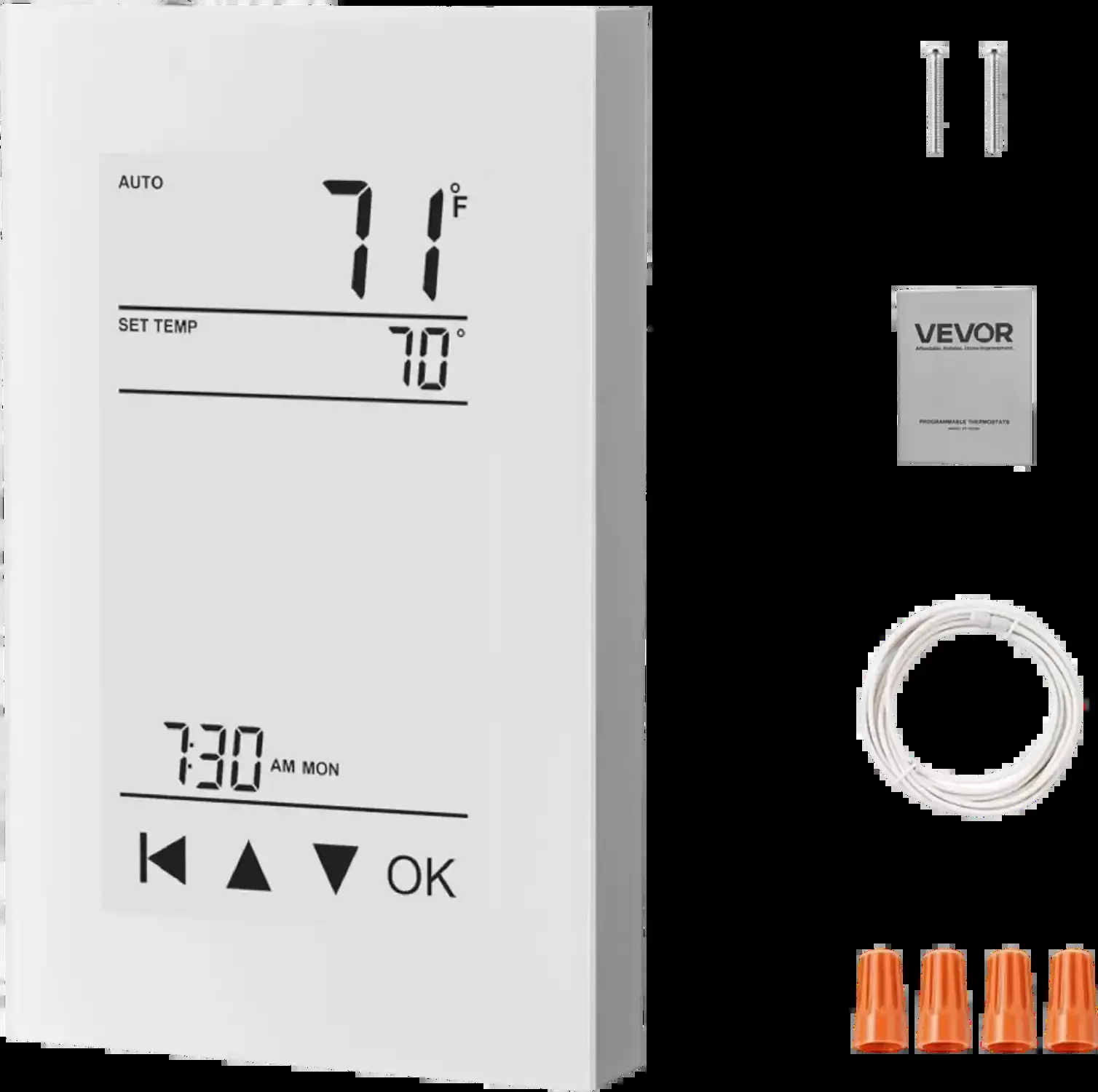 Vevor Thermostat 7-Day Programmable Underfloor Heating LCD Touchscreen Gray-White New